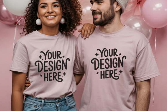 BC3001 Valentine Couple Shirt Mockup 1: Graphics & Product Mockups