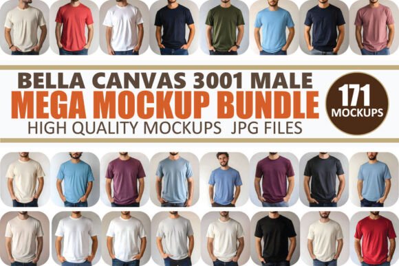 Bella Canvas 3001 Male Mockup Bundle: Premium Graphics
