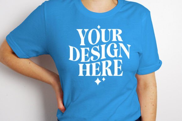 Bella Canvas 3001 Neon Blue Mockup: Graphics for Product Mockups