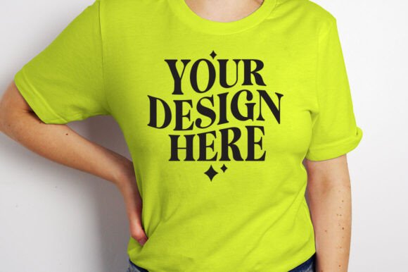 Bella Canvas 3001 Neon Yellow Mockup: Graphics & Product Mockups