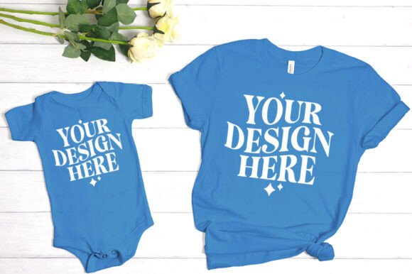 Bella Canvas Mommy and Me Blue Mockup: Graphics & Product Mockups