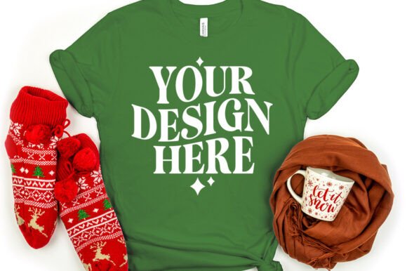 Christmas Bella Canvas 3001 Mockup Leaf: Graphics & Product Mockups