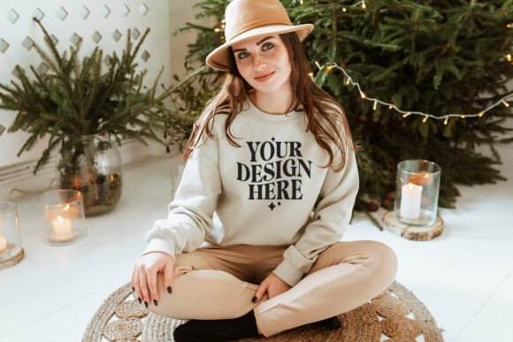 Christmas Gildan 18000 Mockup 17: Graphics & Product Mockups
