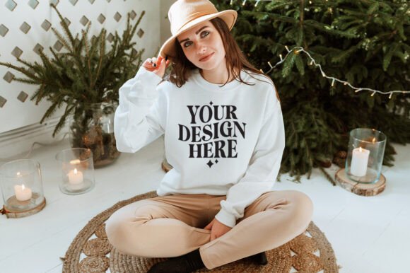 Christmas Gildan 18000 Mockup 20: Graphics & Product Mockups