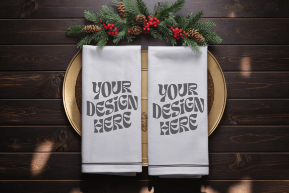 Christmas Kitchen Towel Mockup 26: Graphics for Product Mockups