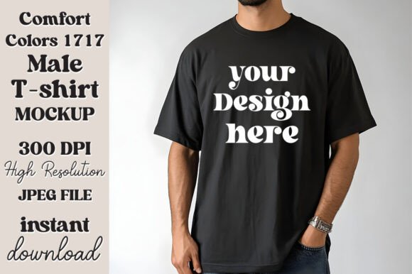 Comfort Colors 1717 Black Men Mockup 35: Graphics & Product Mockups