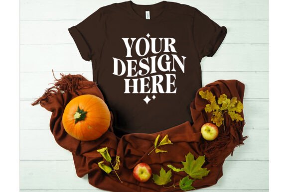 Fall Bella Canvas 3001 Brown Mockup: Graphics for Product Mockups