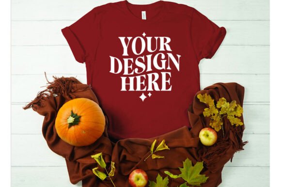 Fall Bella Canvas 3001 Cardinal Mockup: Graphics & Product Mockups