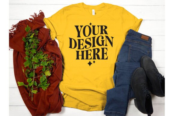 Fall Bella Canvas 3001 Fold Mockup: Graphics & Product Mockups