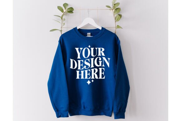 Gildan 18000 Hanging Royal Mockup: Graphics & Product Mockups