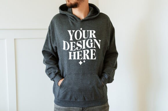 Gildan 18500 Dark Heather Mockup: Graphics for Product Mockups