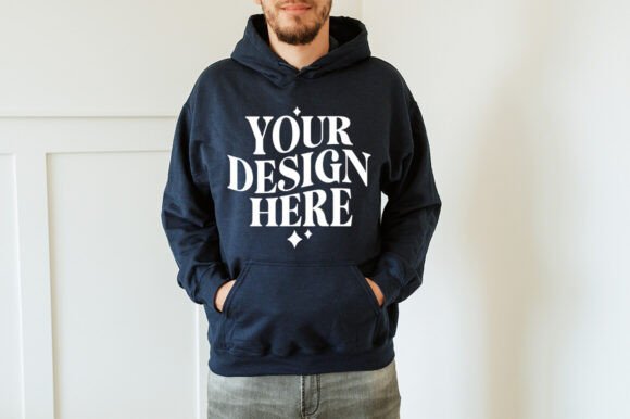 Gildan 18500 Navy Mockup