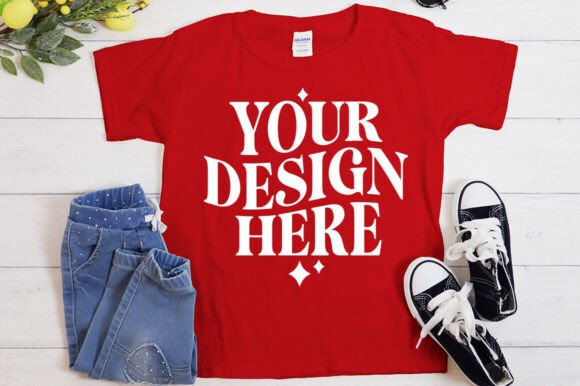 Gildan 5000 Red Mockup: Graphics for Product Mockups