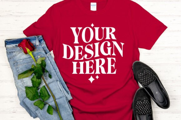 Gildan 64000 Mockup Cherry Red: Graphics for Product Mockups