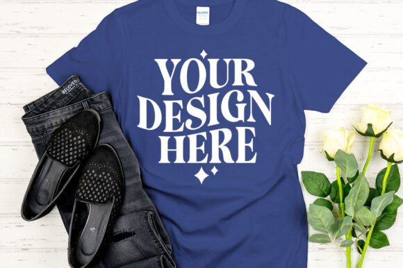 Gildan 64000 Mockup Metro Blue: Graphics & Product Mockups
