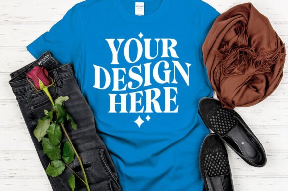 Gildan 64000 Mockup Sapphire: Graphics & Product Mockups