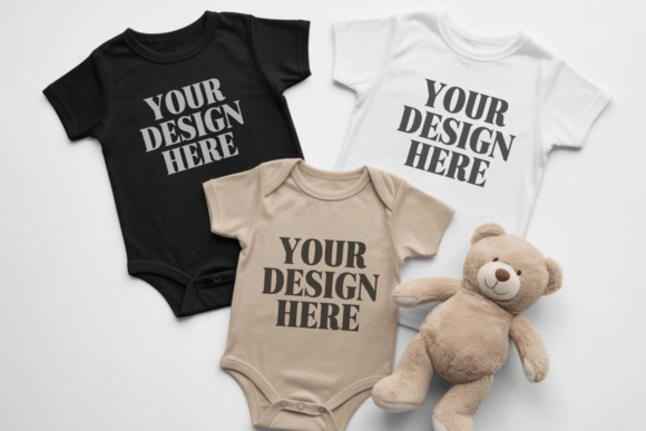 Rabbit Skins 4400 Baby Bodysuit Mockup 3: Graphics & Product Mockups