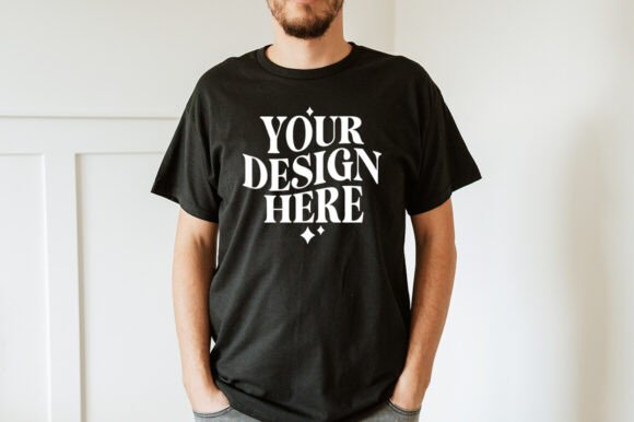 Trendy Gildan 5000 Black Mockup Graphics