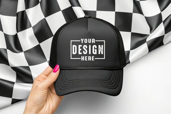 Trucker Black Hat Mockup: Graphics for Product Mockups