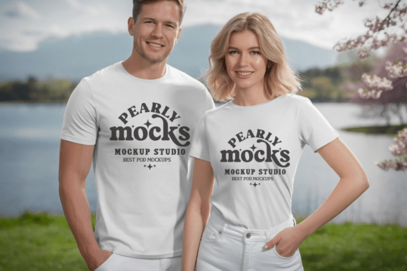 Valentine's Couple Shirt Mockup: Graphics & Mockups